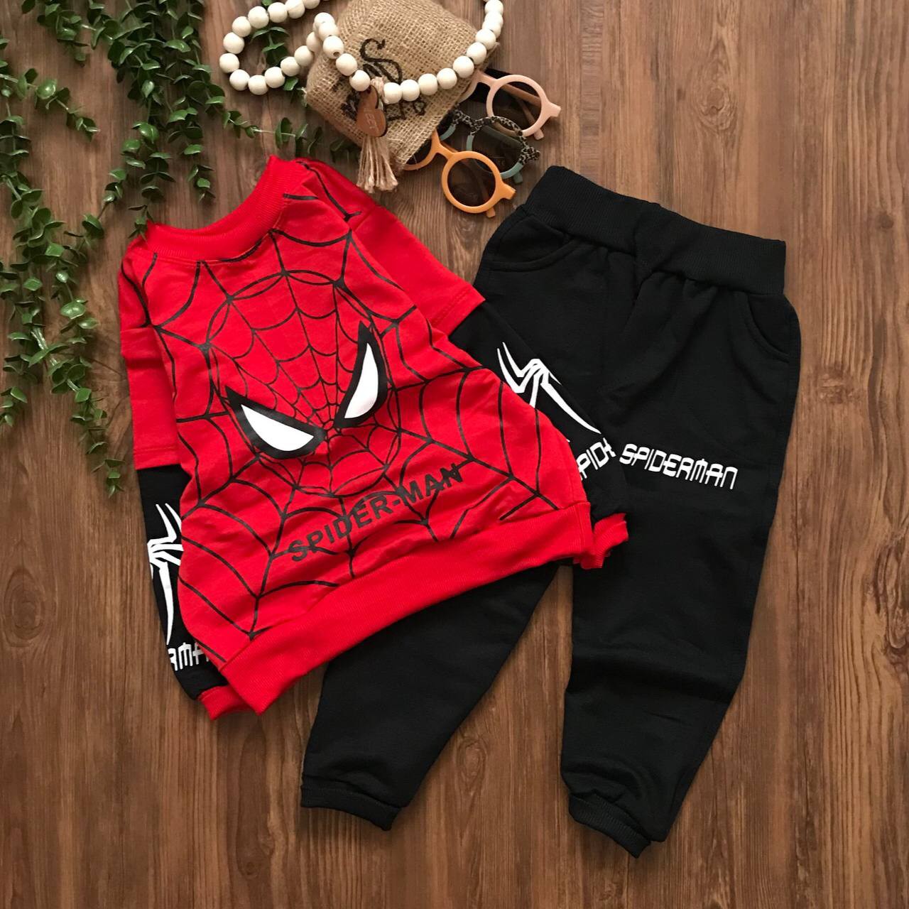 بلوز و شلوار اسپایدرمن جذاب پنبه لاکرادار با کیفیت  سایز 45 تا 60 ارسال رایگان