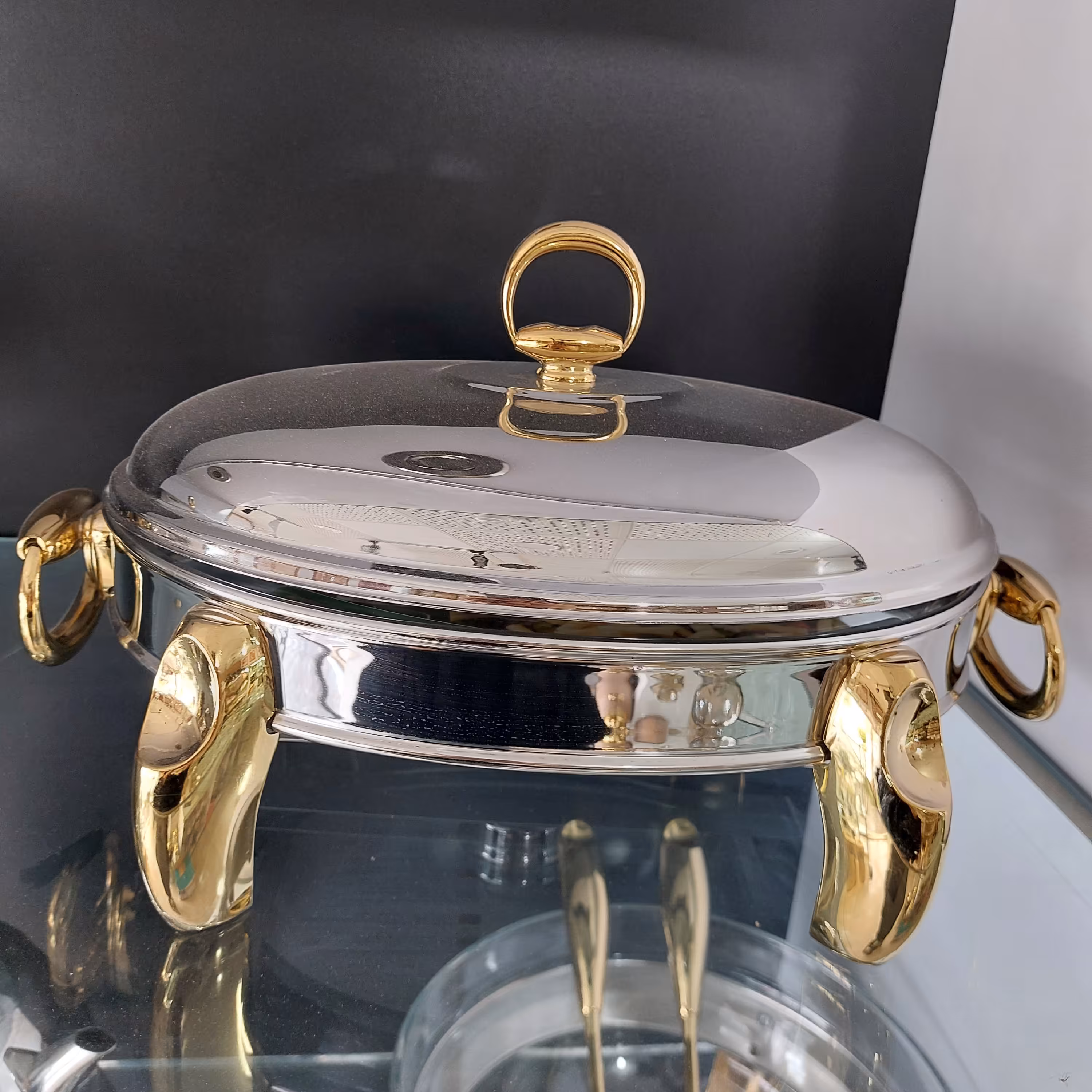 سوفله پایه پافیلی طلایی سایز بزرگ 3 لیتری برایتون brighton 