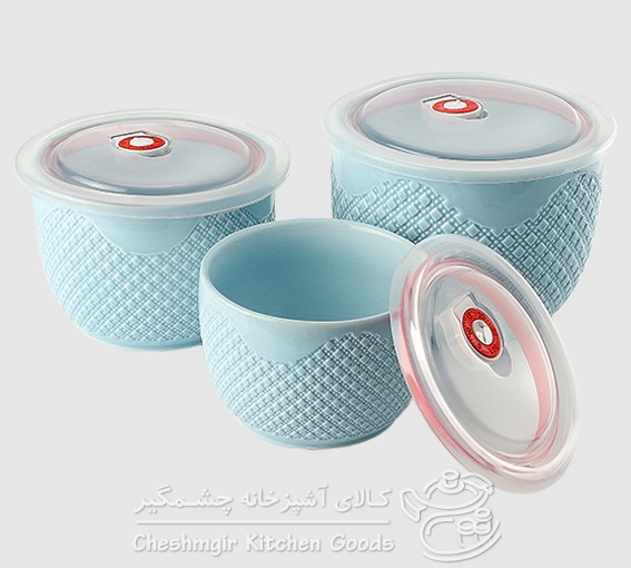 سرویس ظرف فریزری 3 پارچه سرامیک گرد یونیک مدل IR_UN_2800