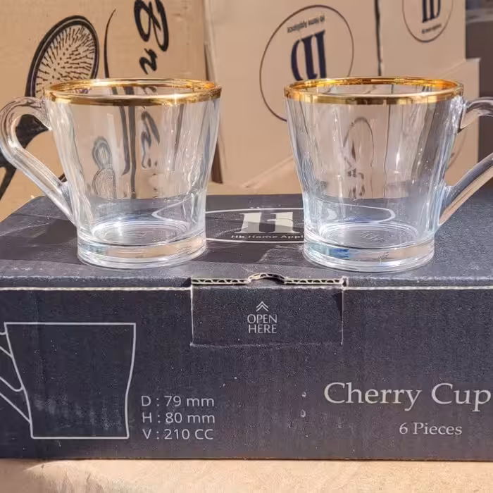 فنجان شیشه لب طلای کروم خارجی درجه یک