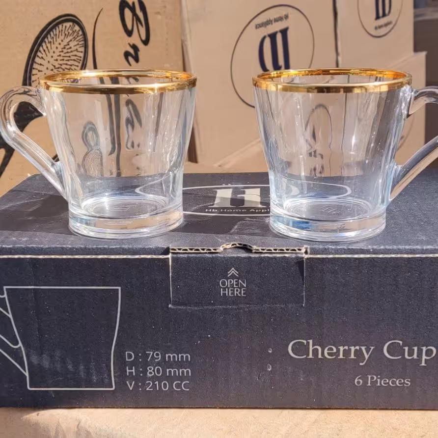 فنجان شیشه لب طلای کروم خارجی درجه یک