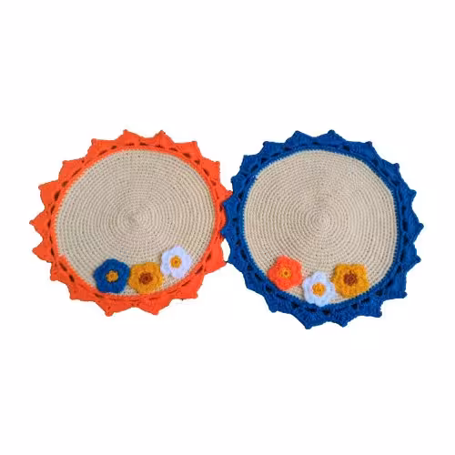 پک دو عددی زیر بشقابی بافتنی