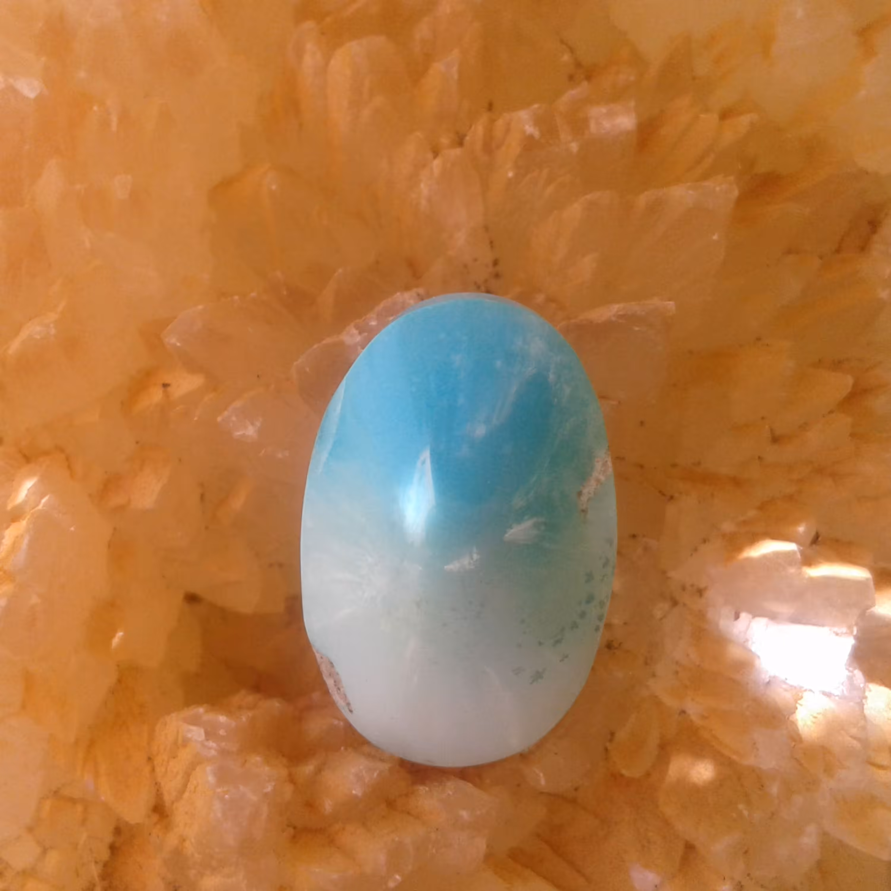 فیروزه طبیعی کرمان  تراش گنبدی آبی آسمانی کد GM-T0021