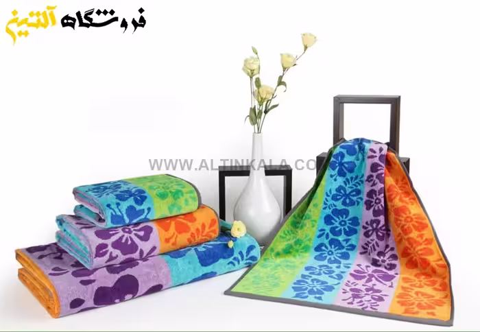 حوله دستی برق لامع طرح گلسار 90×50