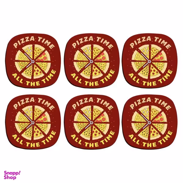 زیر لیوانی ترمه طراحان ایده مدل ساعت پیتزا کد strm0679 بسته شش عددی