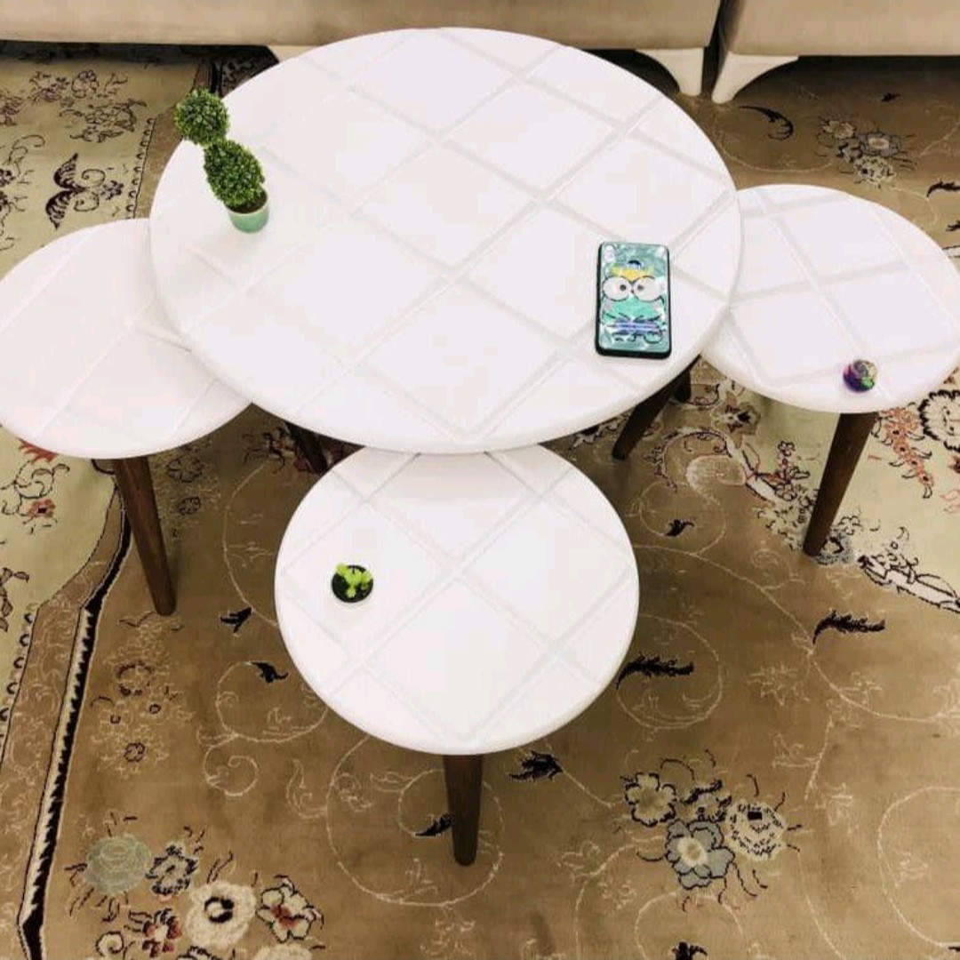 میز عسلی فانتزی پایه پیچی وکیوم زد خش 3تیکه
