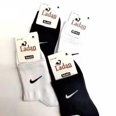 جوراب نیمساق طرح نایک سفید و مشکی