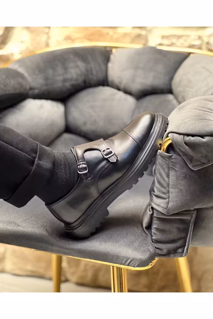 کفش های کژوال مشکی مردانه 3014 روزمره سیاه چرمی ByItallanoshoes