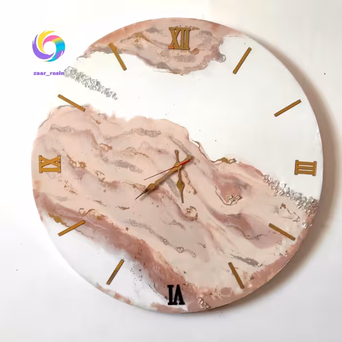 ساعت عروس رزینی و چوبی  قطر 70 سانت شیک و خاص  