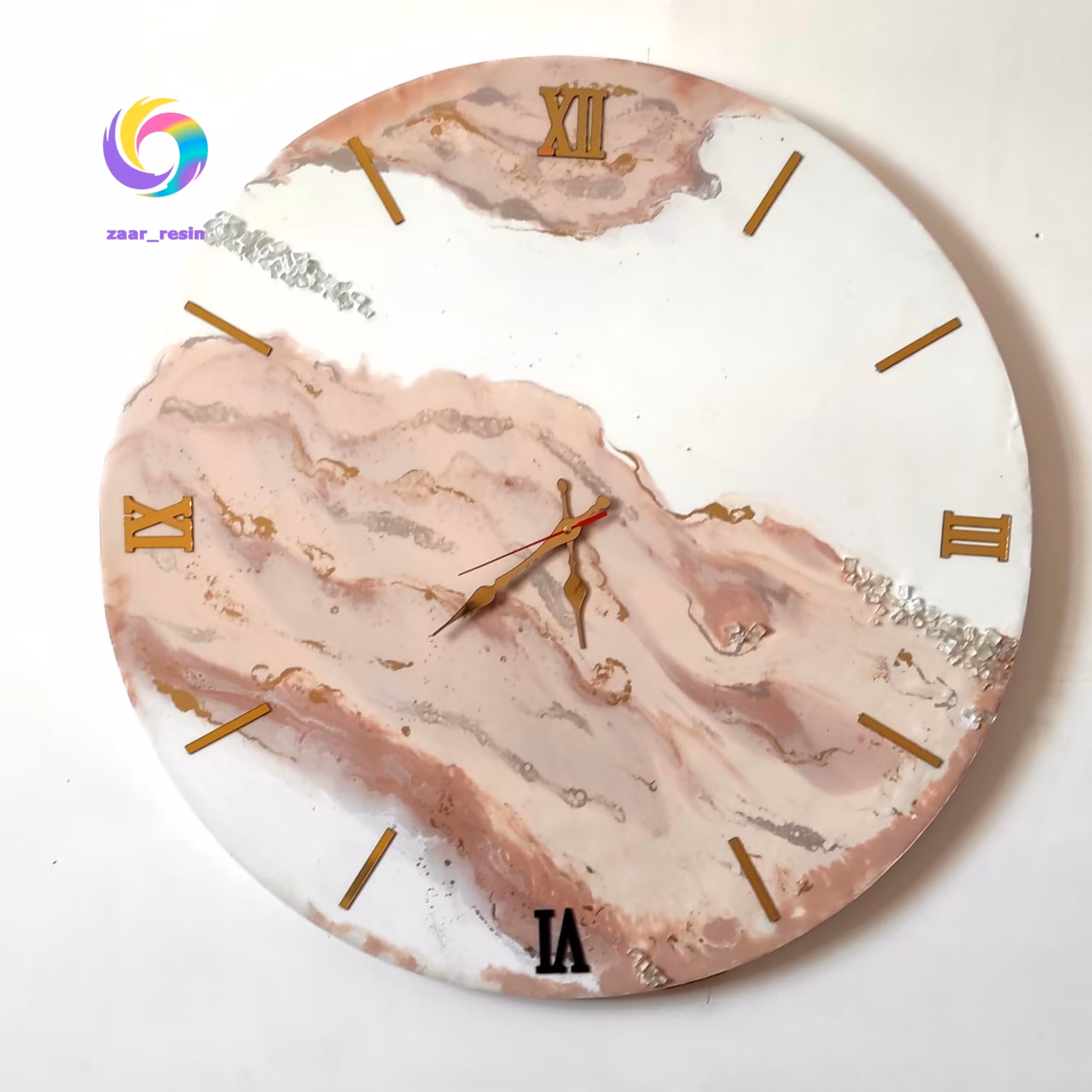 ساعت عروس رزینی و چوبی  قطر 70 سانت شیک و خاص  