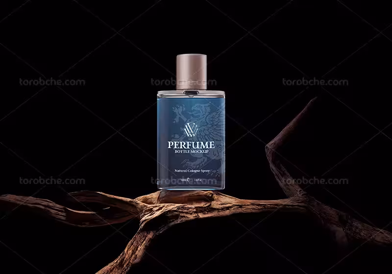 موکاپ شیشه عطر لوکس PSD | گرافیک با طعم تربچه