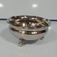 پیاله مسی سه پایه کروم (بستنی خوری تنقلات خوری مسی نقره ای) هنر زنجان