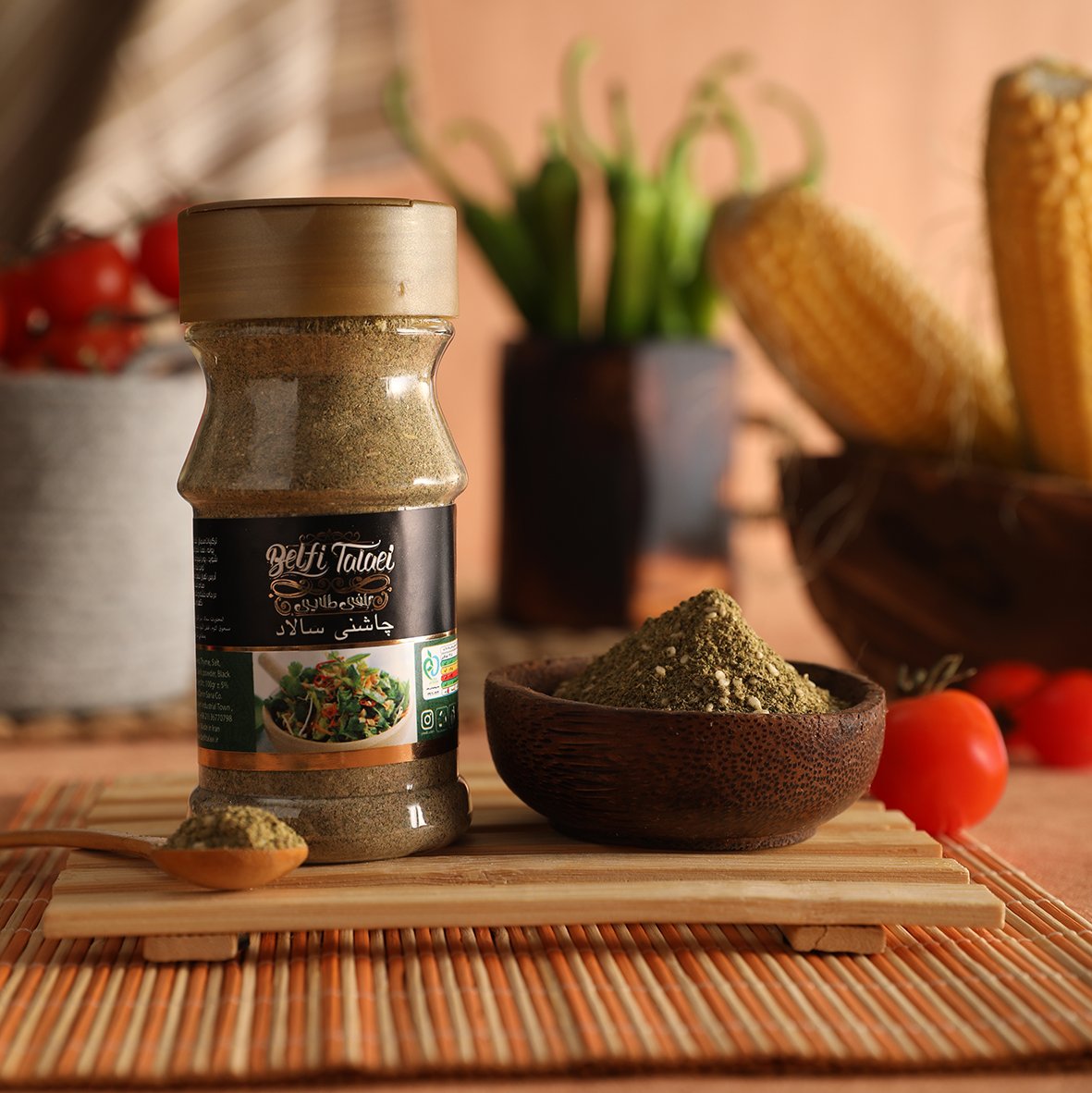 چاشنی  سالاد درجه یک ، بسته بندی 100 گرمی، بلفی طلائی و هودین 