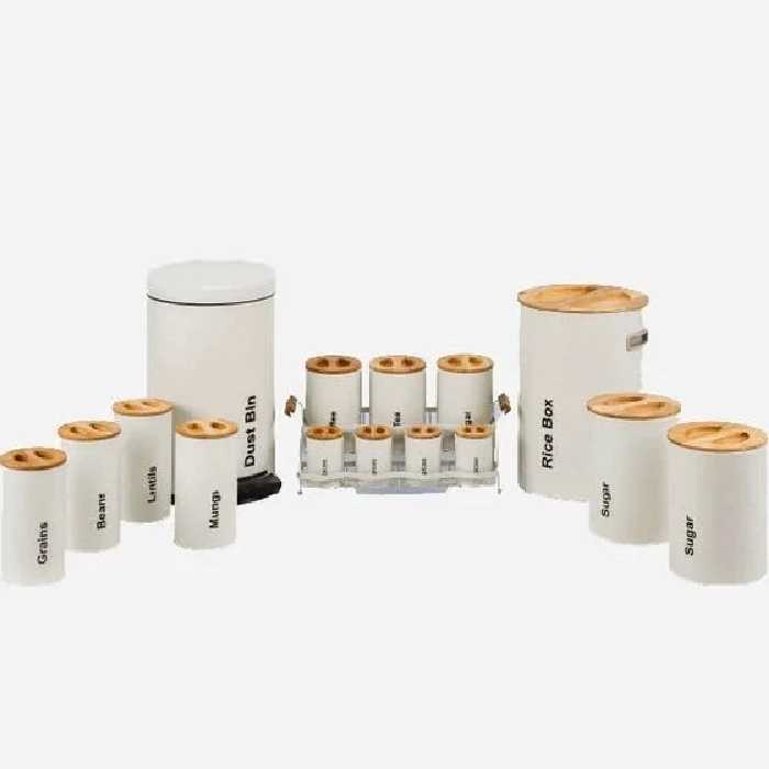 سرویس آشپزخانه 16 پارچه یونیک نباتی سنباده ای درب چوبی کد un-8001