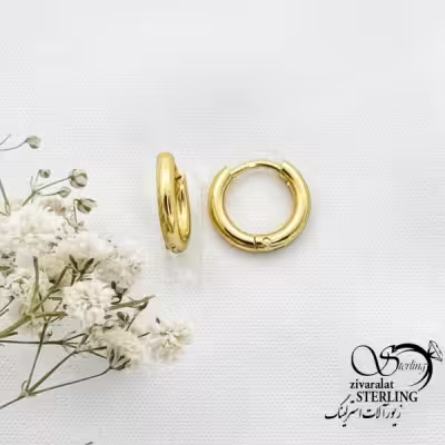 گوشواره استیل حلقه ایی ریز طرح طلا کد 16124