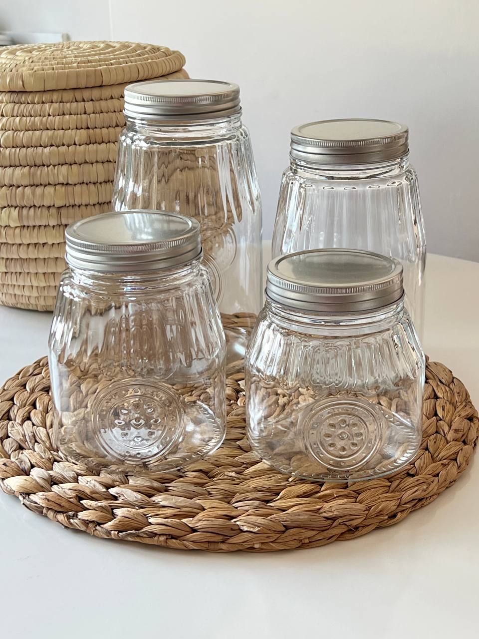 بانکه شیشه ای درب فلزی لیمون – 4 سایز