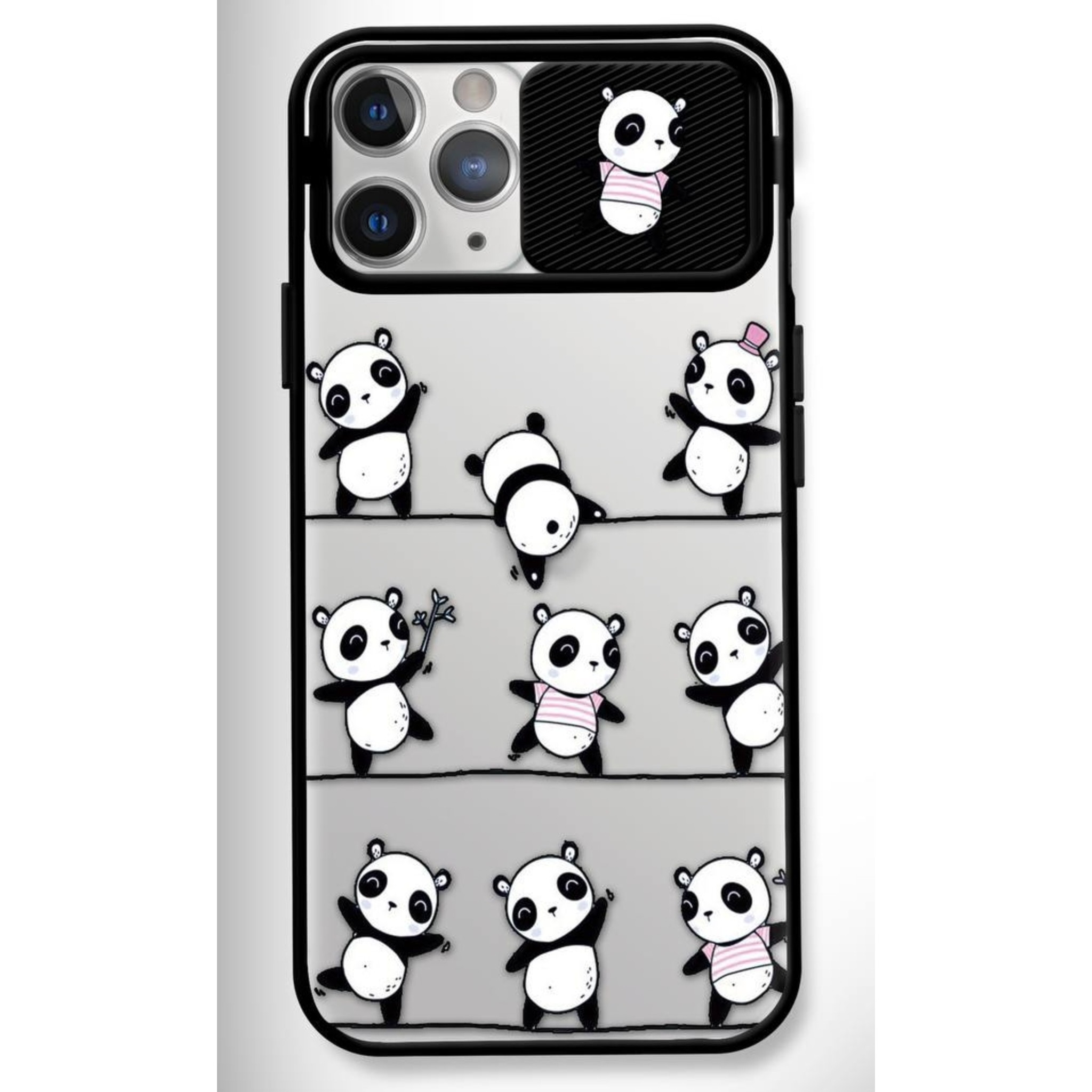 قاب گوشی آیفون11promax مدل پاندا درختی دارای محافظ لنز کشویی