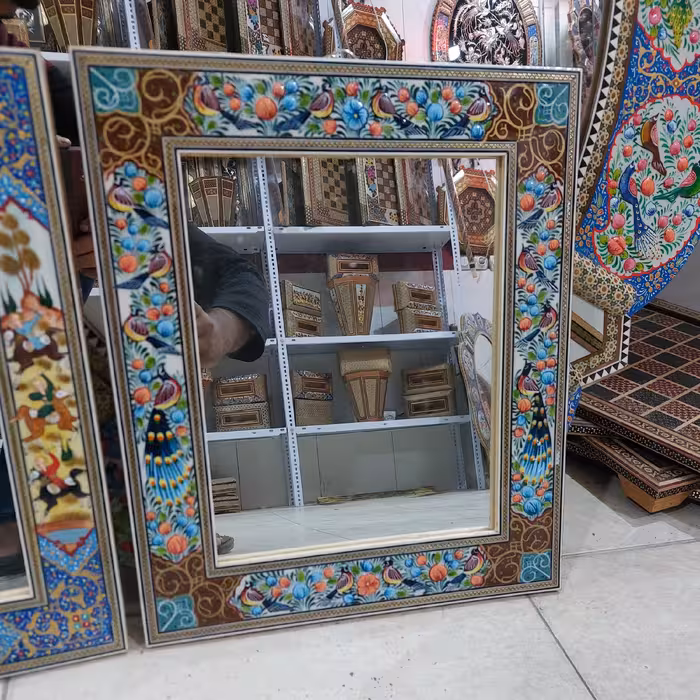 آینه رو  نقاشی طرح گلمرغ خاتم