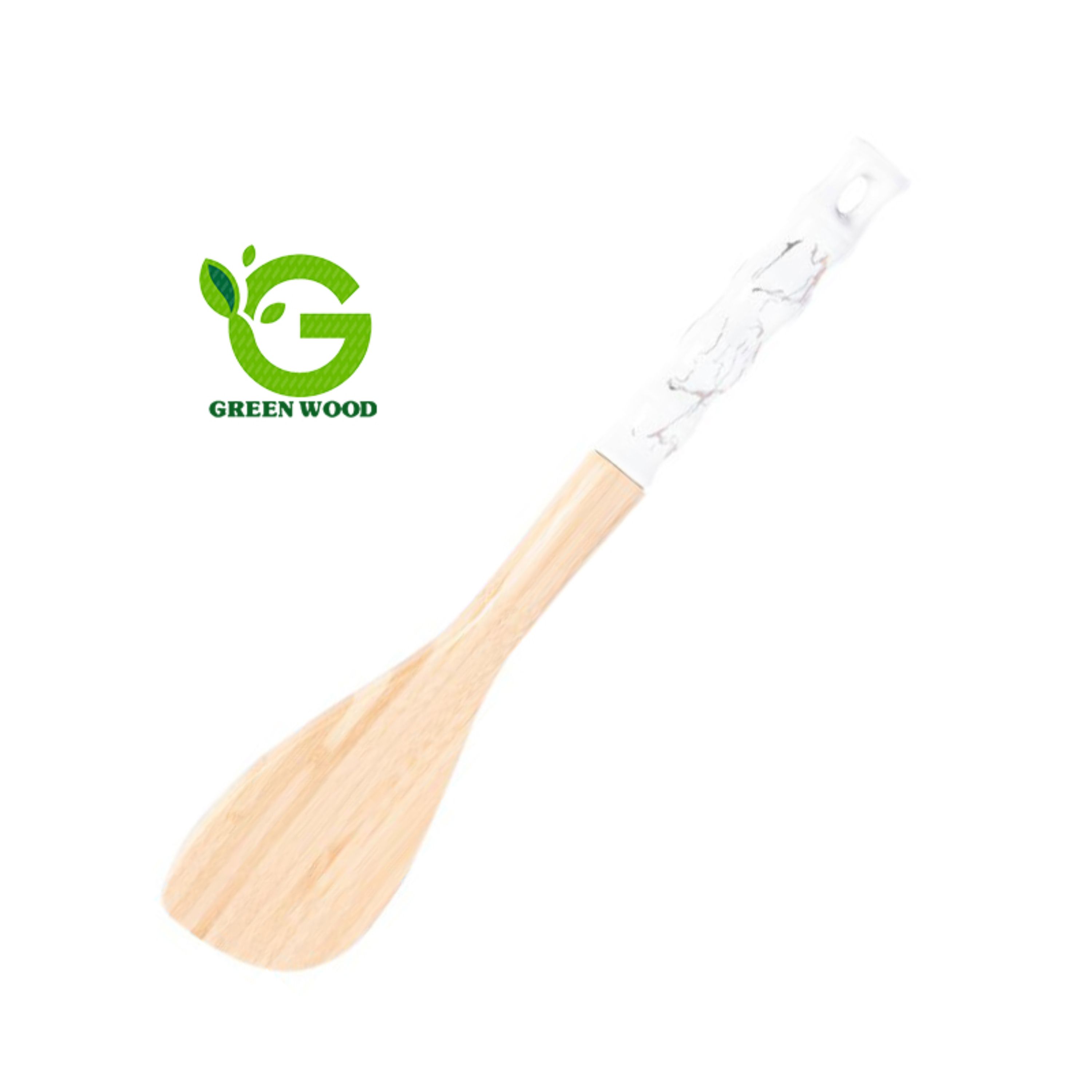 کفگیر آشپزی بامبو دسته سرامیکی مدل ماربل White کد Gw40201006