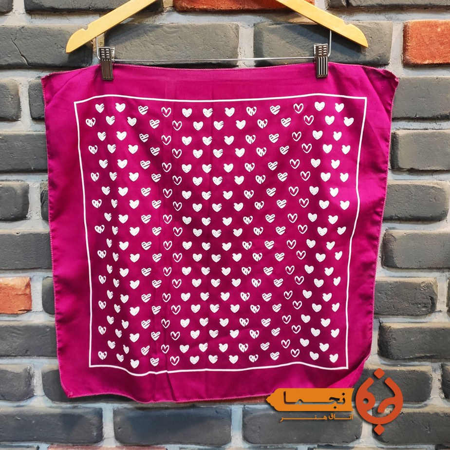 باندانا دستمال سر  کد A36 طرح قلب رنگ سرخابی    