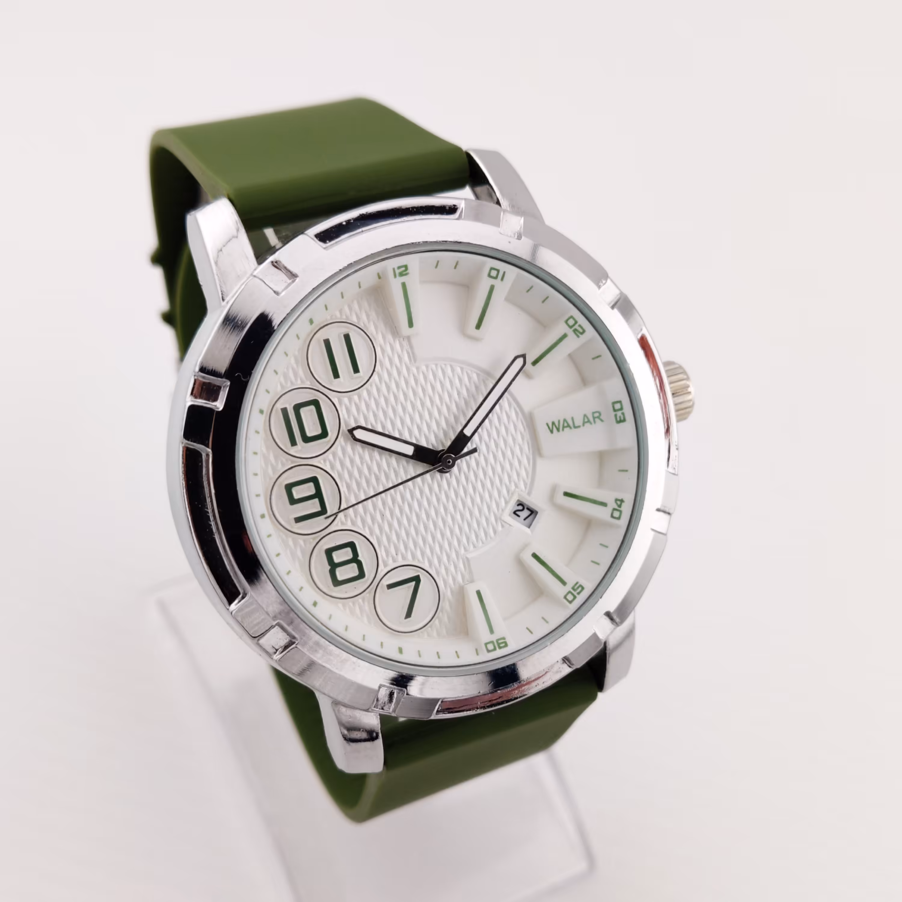 ساعت مردانه Walar موتور قدرتمند تقویمدار صفحه مدل سه بعدی ضدآب قفل پروانه ای با جعبه و ارسال رایگان 