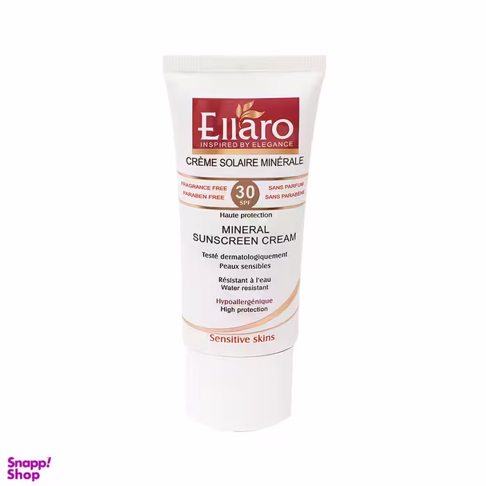 کرم ضد آفتاب الارو (Ellaro) با Spf30 مدل Mineral بی رنگ حجم 50 میلی‌‌لیتر