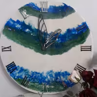ساعت رزین سبز آبی 