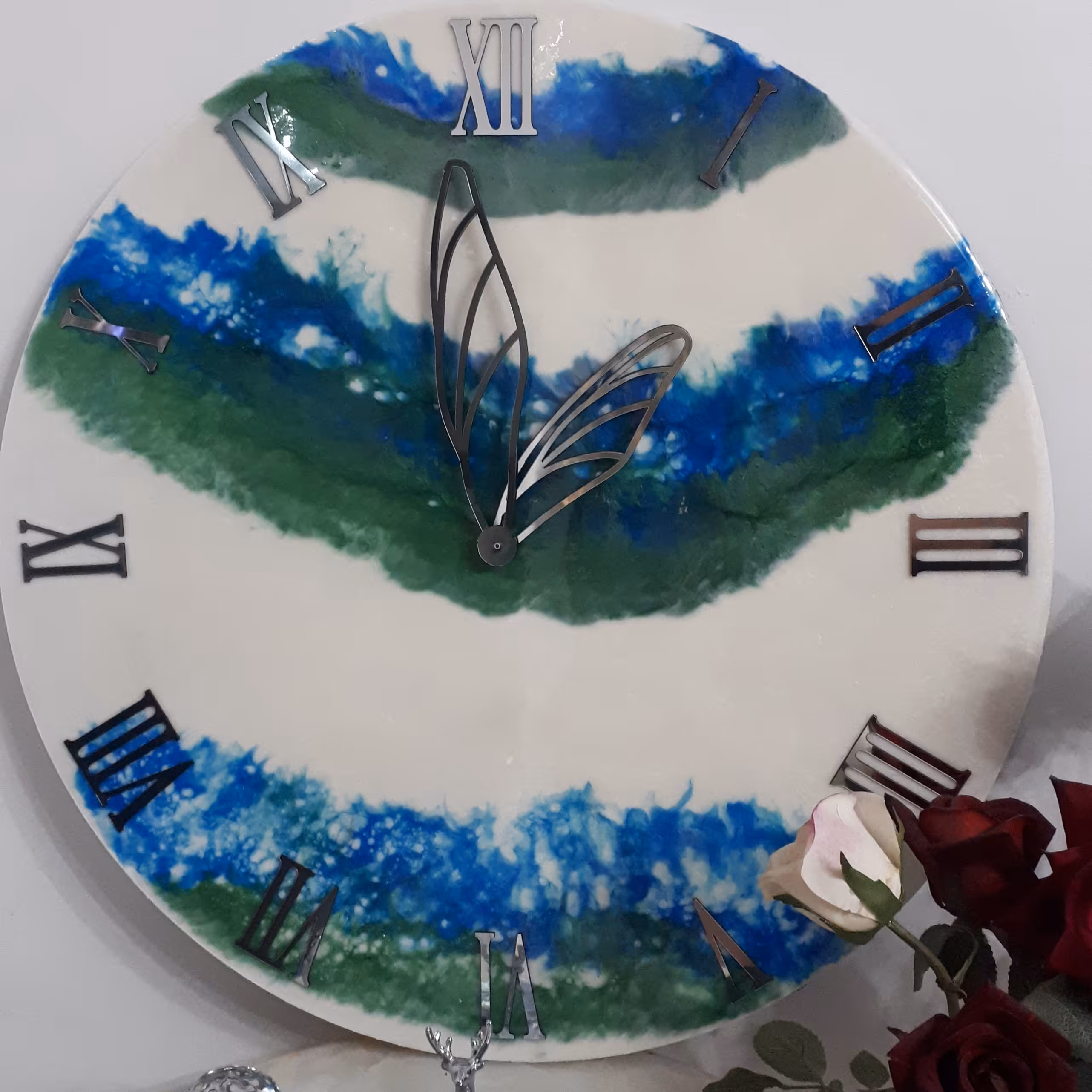 ساعت رزین سبز آبی 