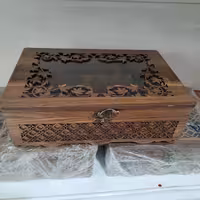 تی بگ  و جعبه پذیرایی چوبی  مستطیل ،طرح دار، در قفل دار