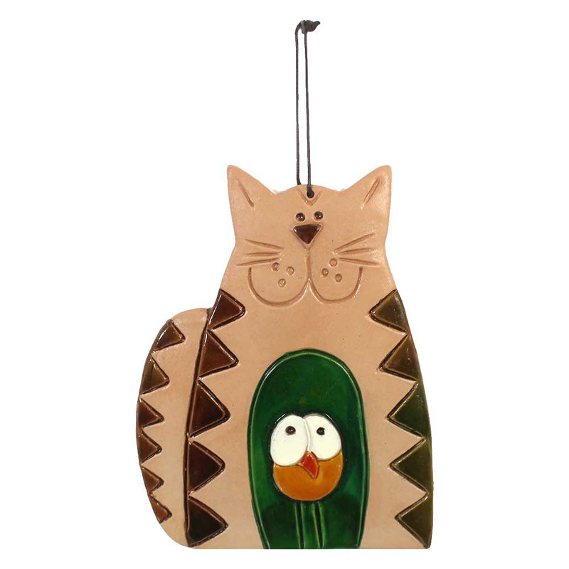 آویز سفالی طرح گربه