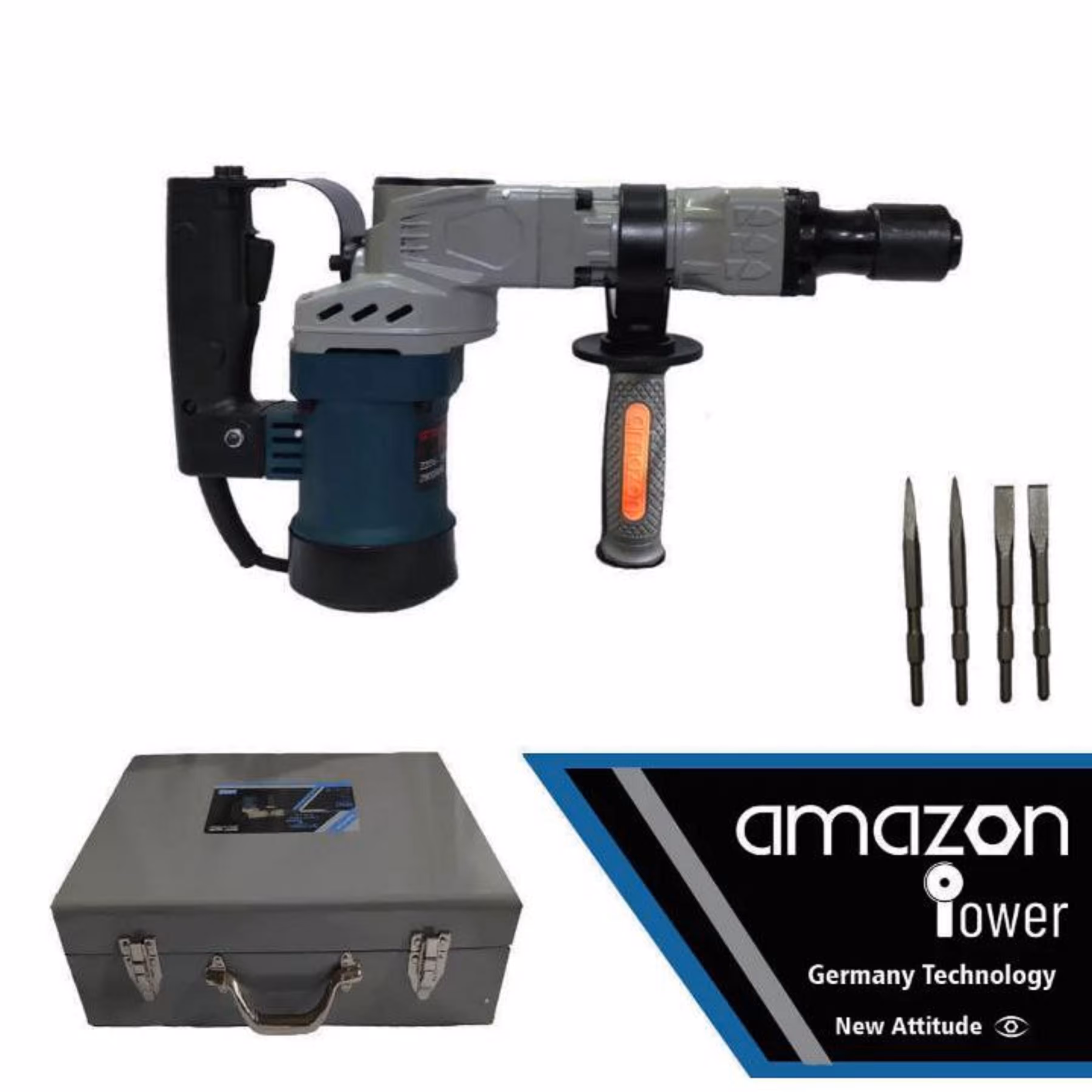 چکش تخریب 9.5 کیلویی سوپر پاور آمازون با جعبه فلزی 19 ژول  چهارقلم مدل 0835