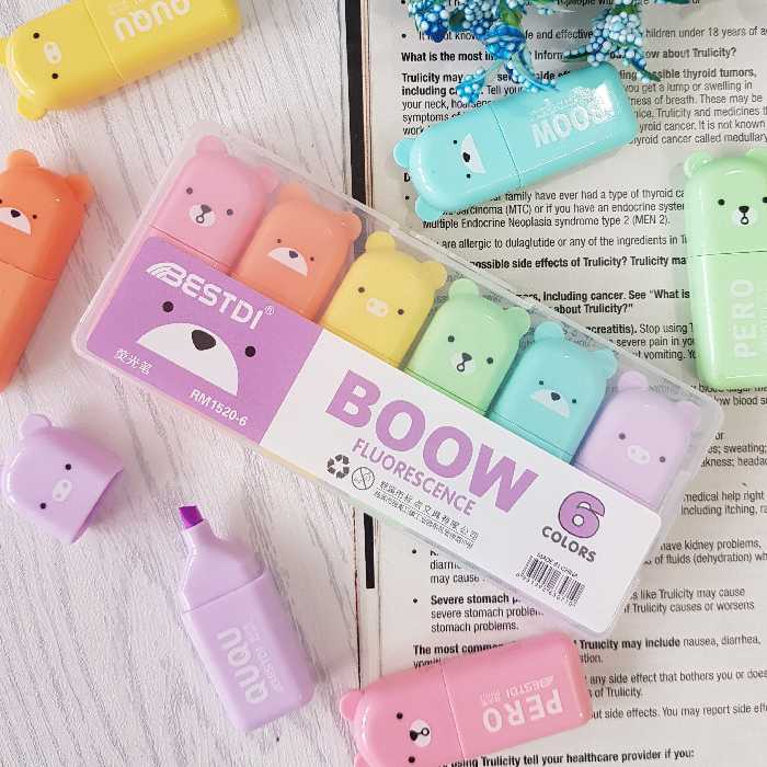 هایلایتر فانتزی 6 رنگ طرح خرسی دارای جعبه مناسب هدیه 