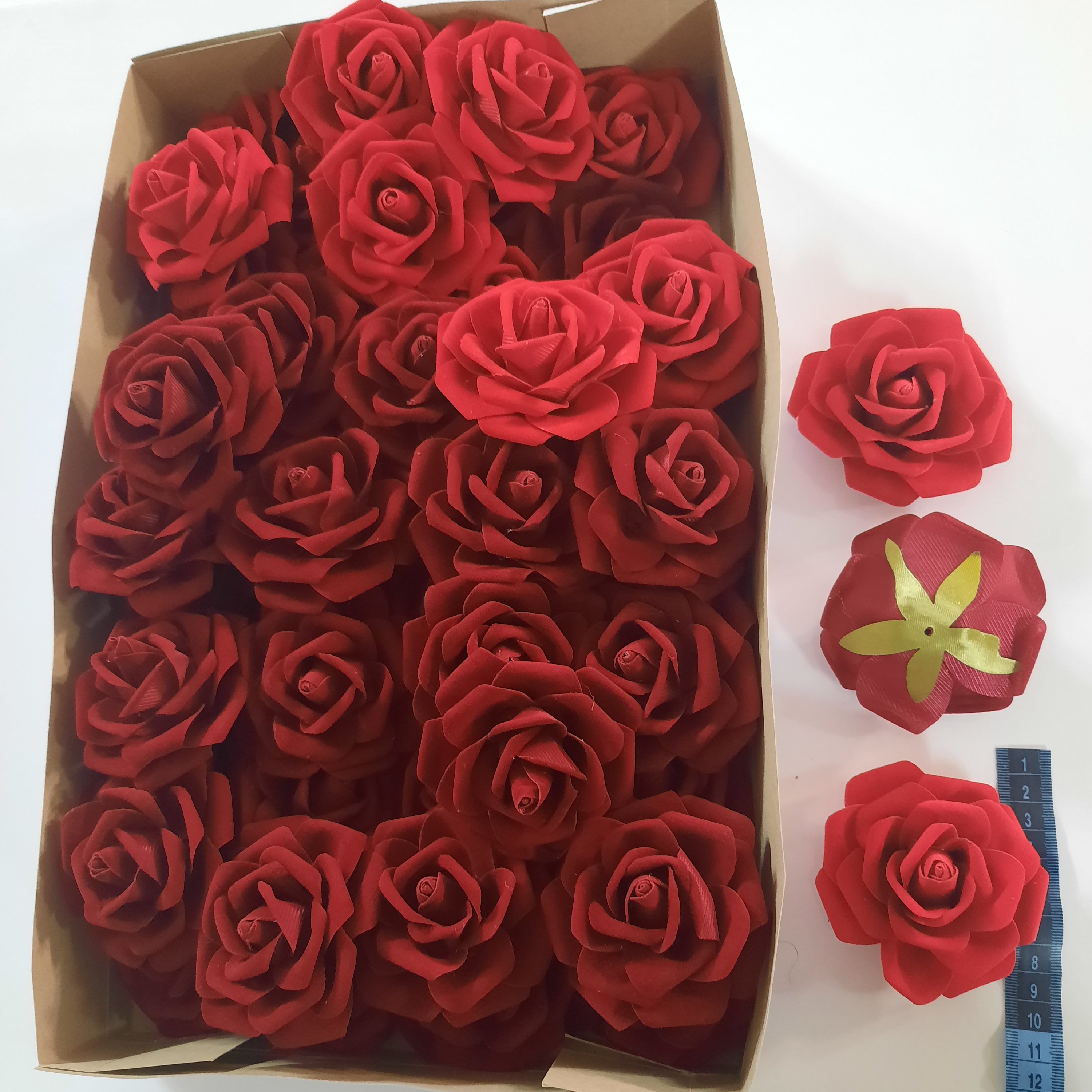 سرگل رز مخمل مصنوعی ساده بدون ساقه حداقل سفارش 40عدد 