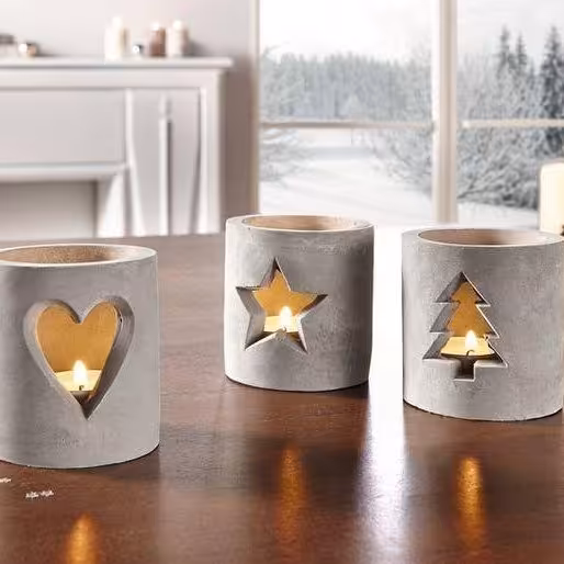 ست جا شمعی 3 عددی  سیمانی