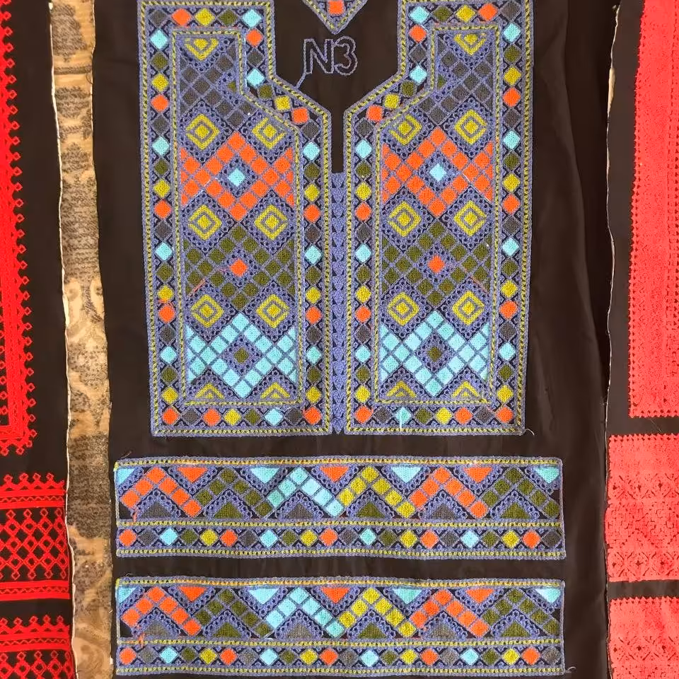 پنل 6 تیکه سنتی بلوچی دوزی برجسته  نخ کاموا اعلأ-18