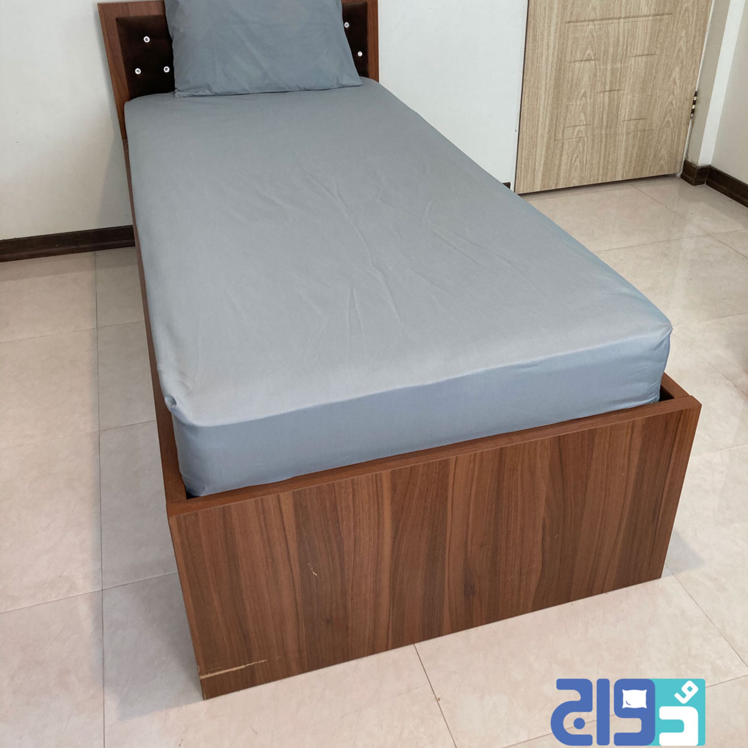 روتختی و ملحفه کشدار یک نفره پارچه میکرو براش رنگ طوسی