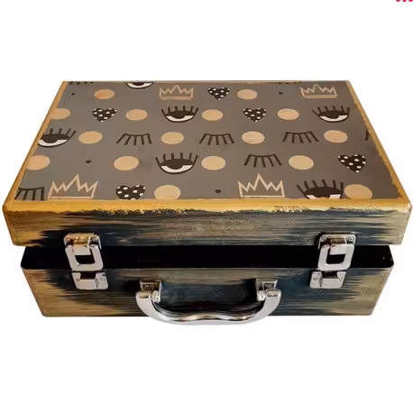 جعبه هدیه مدل چمدان چوبی طرح چشم