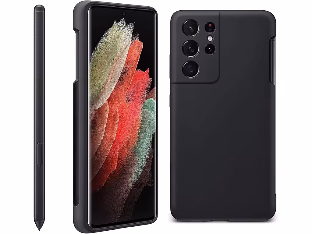 کاور سیلیکونی اصلی گلکسی اس 21 اولترا سامسونگ با قلم هوشمند Original silicon cover Galaxy phone with smart pen S21 Ultra 5G