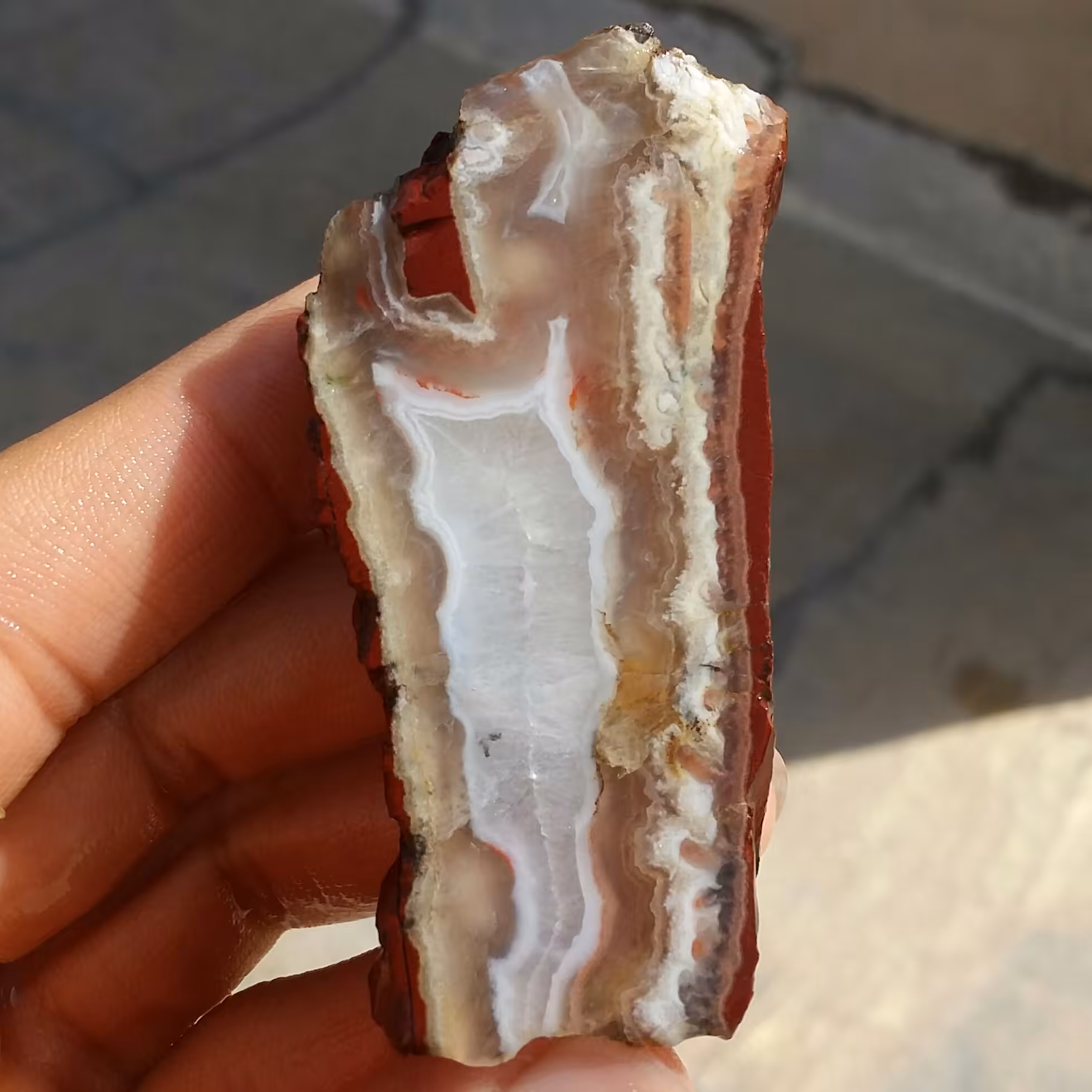 اسلایس سنگ راف عقیق سلیمانی سه بعدی رنگی مصور دو طرفه بسیار زیبا و خاص 100 در 100 طبیعی  
کد 12049