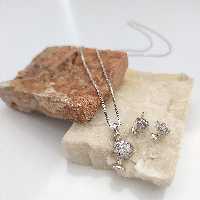 نیم ست نقره سرو جواهری عیار بالا با آبکاری طلا سفید کدN02