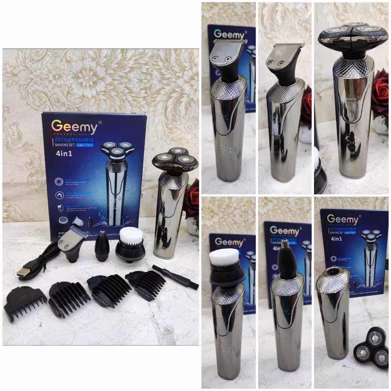 دستگاه سه تیغ اصلاح صورت برند جیمی مدل7761 دارای چهار شانه و فرچه