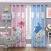 پرده اتاق کودک دو قواره پانچ آماده طرح بچه فیل کد 1602