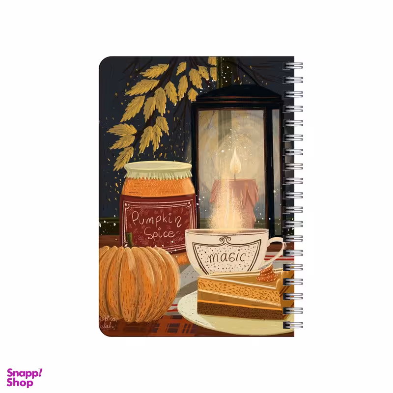 دفترچه یادداشت ۸۰ برگ بامبیلیپ مدل چوبی طرح کیک کدو تنبل و تم پاییز کد 3601709