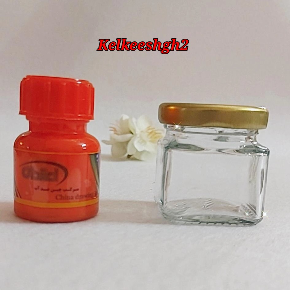 دوات شیشه ایی خارجی 30 میلی لیتر درب طلایی مربع و دایره و بیضی