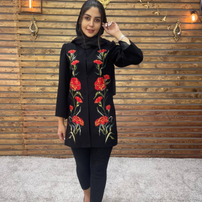 مانتو کرپ مزونی گلدوزی