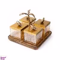بانکه گلد کیش مدل گلدن برد کد GK829418 ست ۴ عددی درب دار به همراه سینی