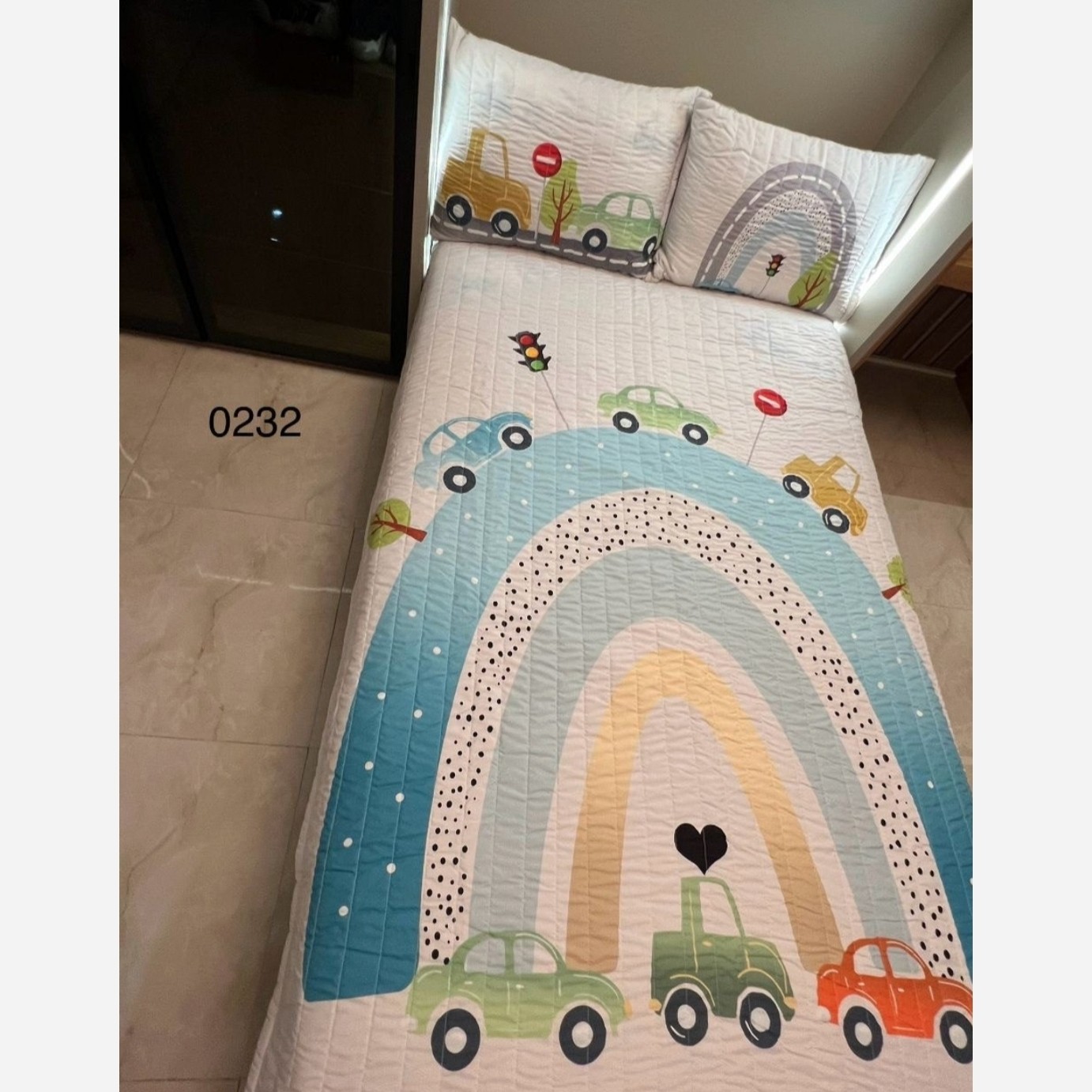 روتختی یک نفره 4 تکه  چاپ دیجیتال سه بعدی دو رو Rainbow Color(ضمانت پرز و رنگ )