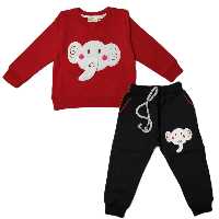 بلوز شلوار دخترانه و پسرانه طرح فیل رنگ قرمز