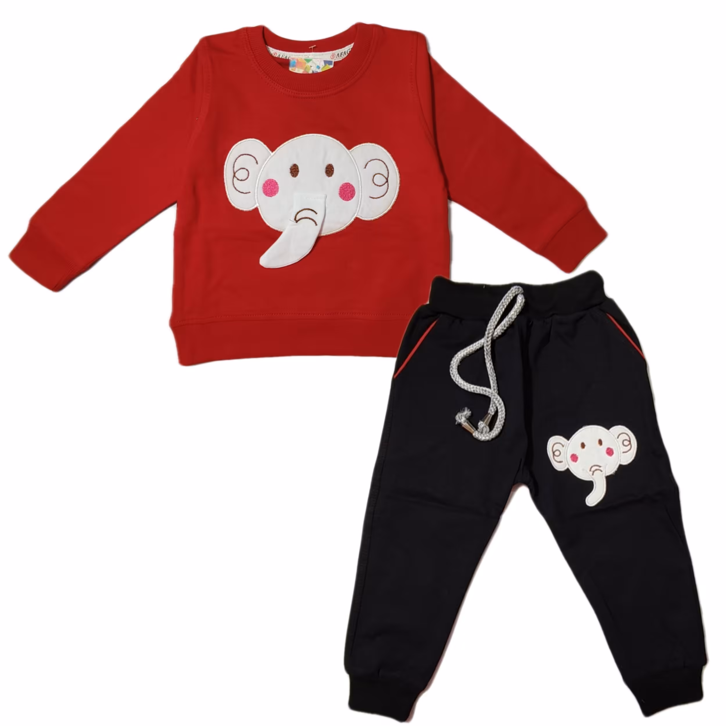 بلوز شلوار دخترانه و پسرانه طرح فیل رنگ قرمز