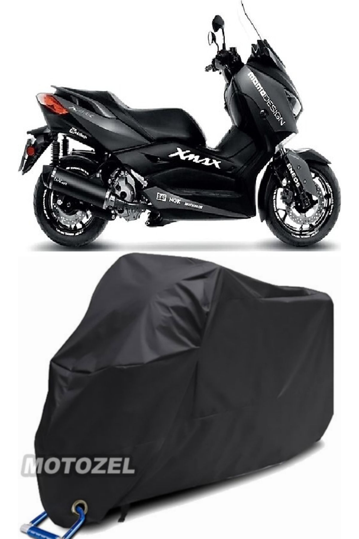 چادر موتورسیکلت مشکی YAMAHA X MAX 250 MOMODESIGN MOTORCYCLE TARKET ضد آب سازگار با قفل AutoZEL